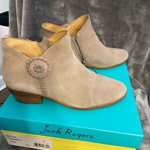 Jack Rogers Tan Ankle Booties with Medallion Detail